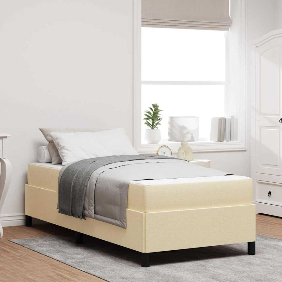 Boxspring bed Crème, Zwart 100 x 200 cm Stof, Engineered Hout