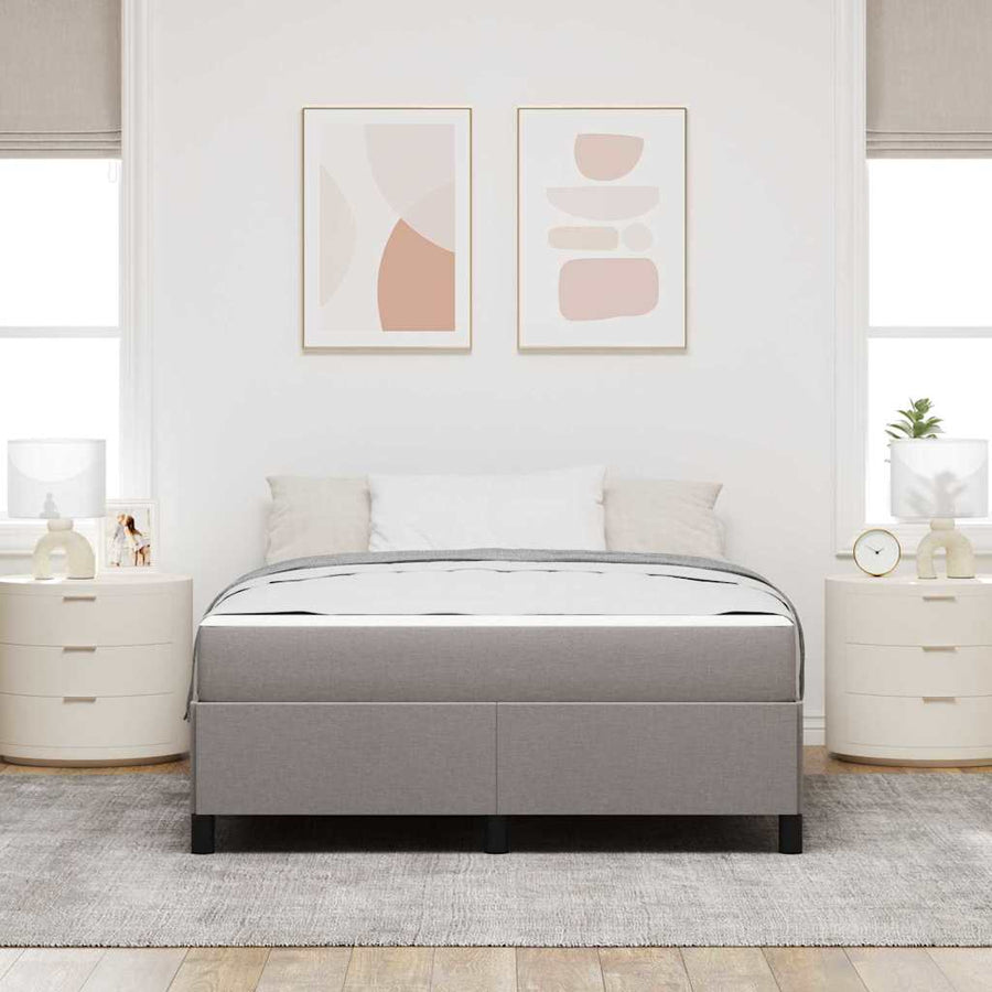 Boxspring bed Taupe, Zwart 140 x 190 cm Stof, Engineered Hout