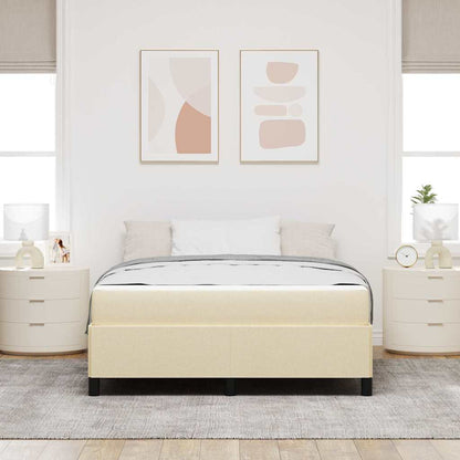 Boxspring bed Crème, Zwart 140 x 190 cm Stof, Engineered Hout