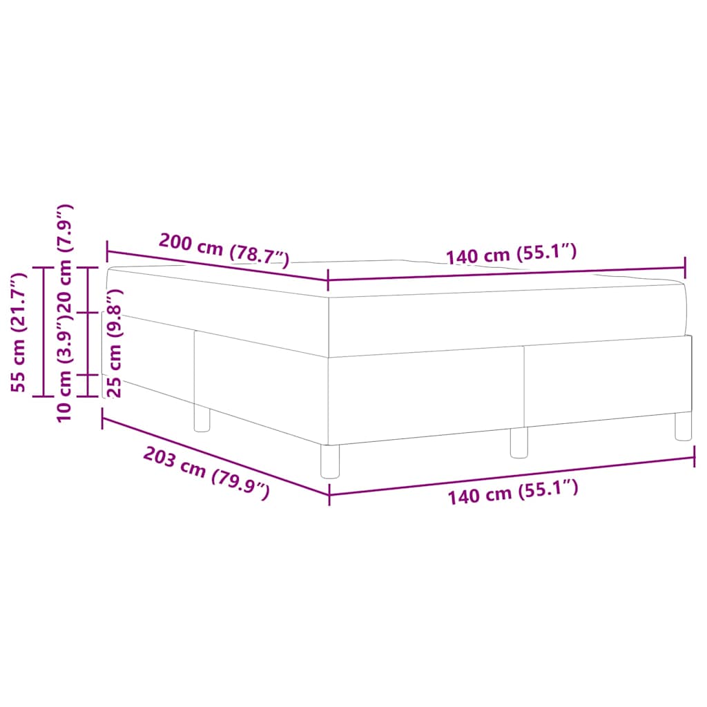 Boxspring bed Donkergrijs, Zwart 140 x 200 cm