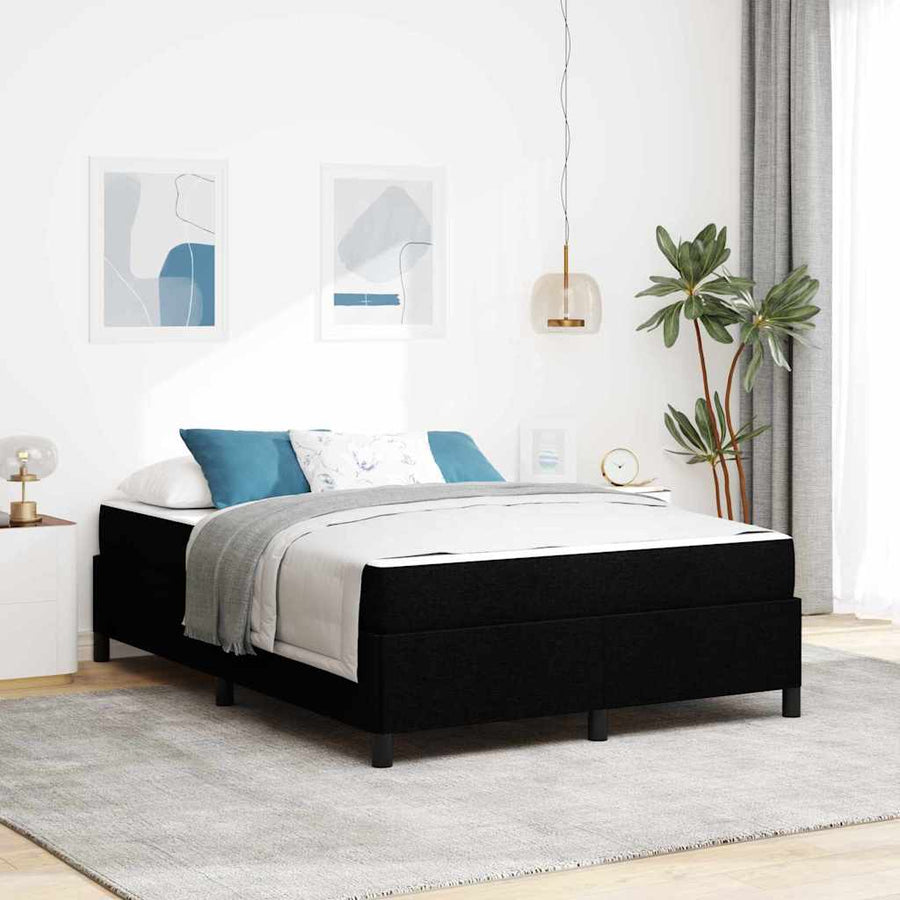 Boxspring bed Zwart, Zwart 140 x 200 cm Stof, Engineered Hout