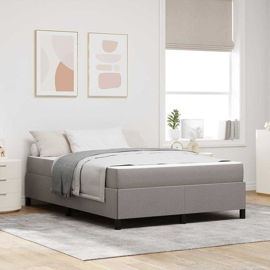 Boxspring bed Taupe, Zwart 140 x 200 cm Stof, Engineered Hout