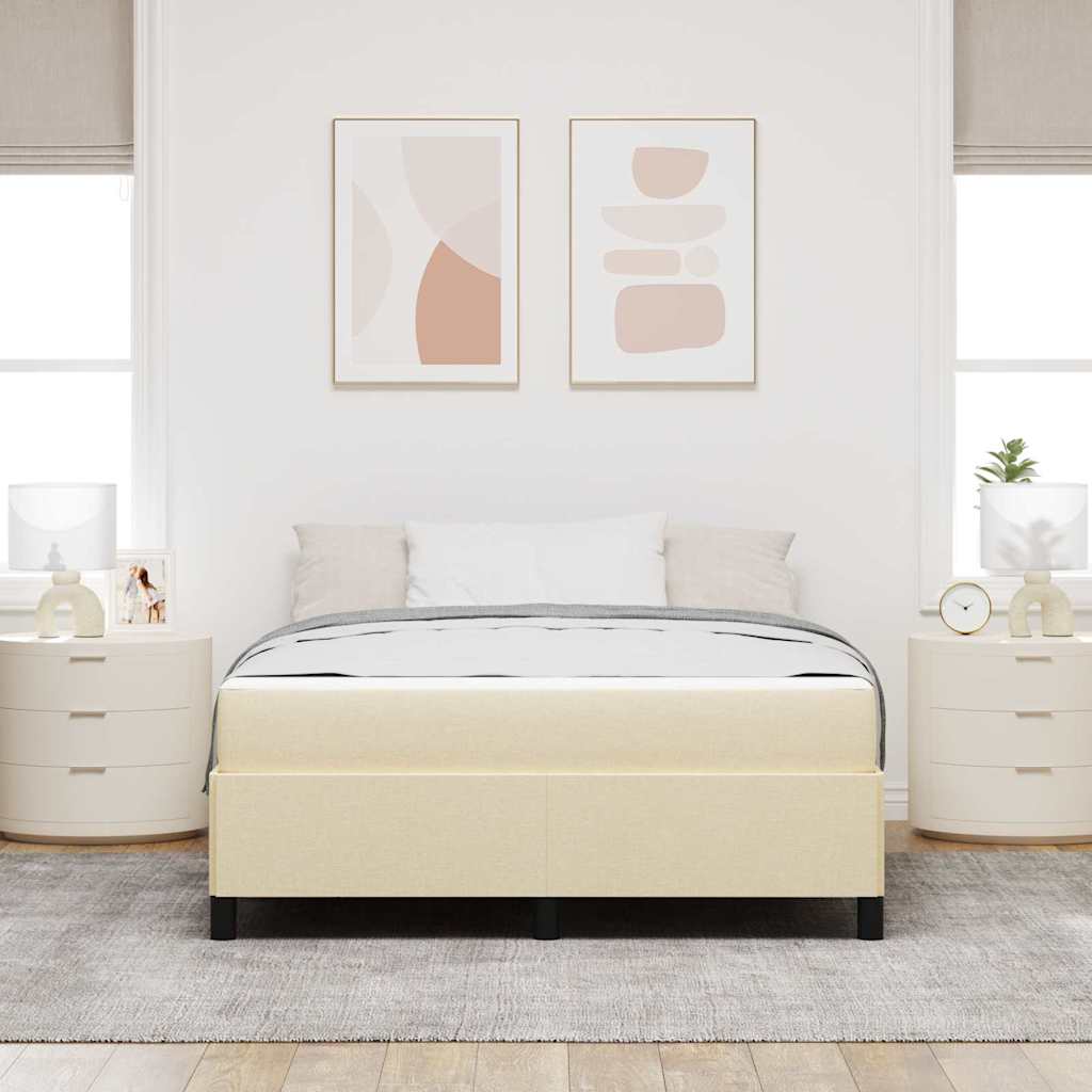 Boxspring bed Crème, Zwart 140 x 200 cm Stof, Engineered Hout