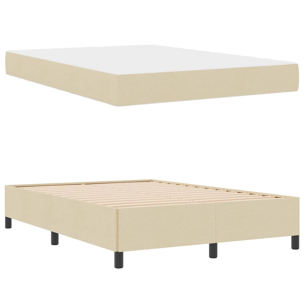 Boxspring bed Crème, Zwart 140 x 200 cm Stof, Engineered Hout