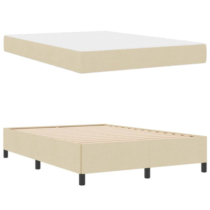 Boxspring bed Crème, Zwart 140 x 200 cm Stof, Engineered Hout