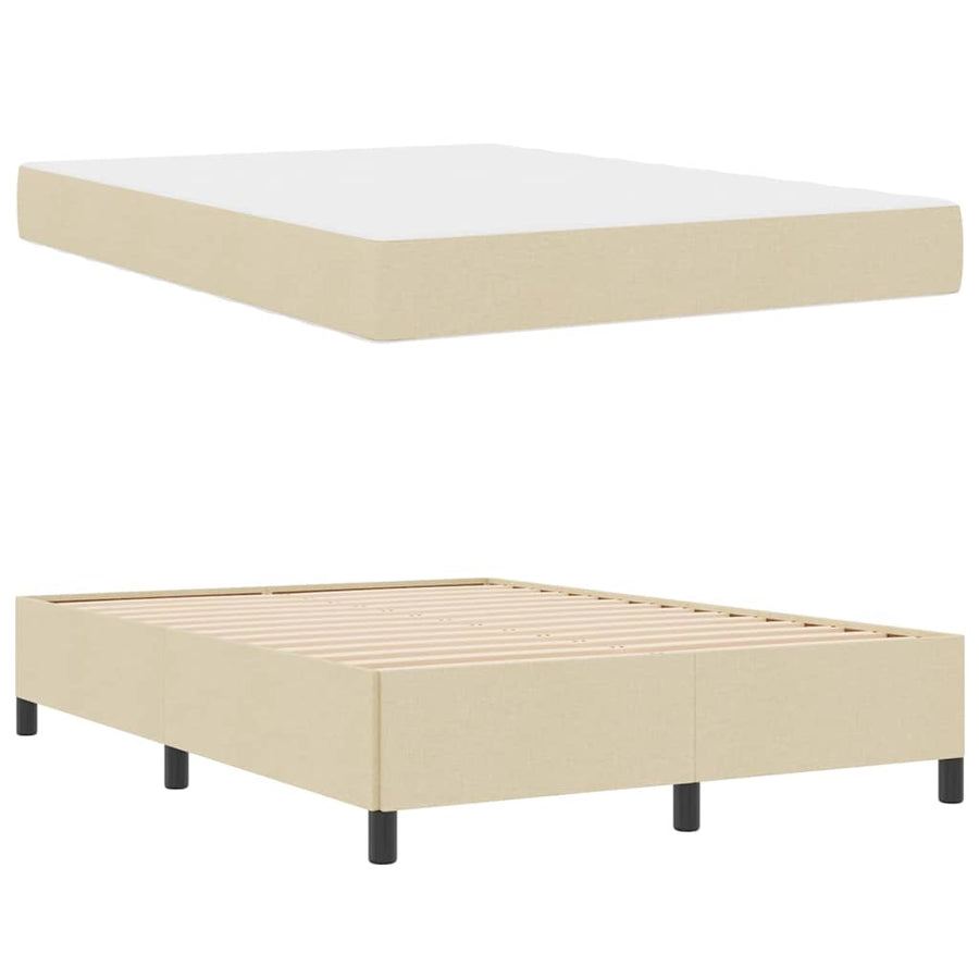Boxspring bed Crème, Zwart 140 x 200 cm Stof, Engineered Hout