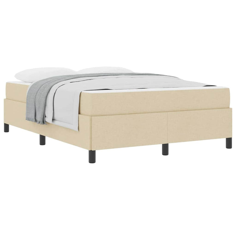 Boxspring bed Crème, Zwart 140 x 200 cm Stof, Engineered Hout