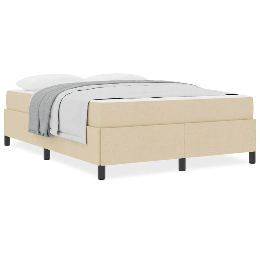 Boxspring bed Crème, Zwart 140 x 200 cm Stof, Engineered Hout