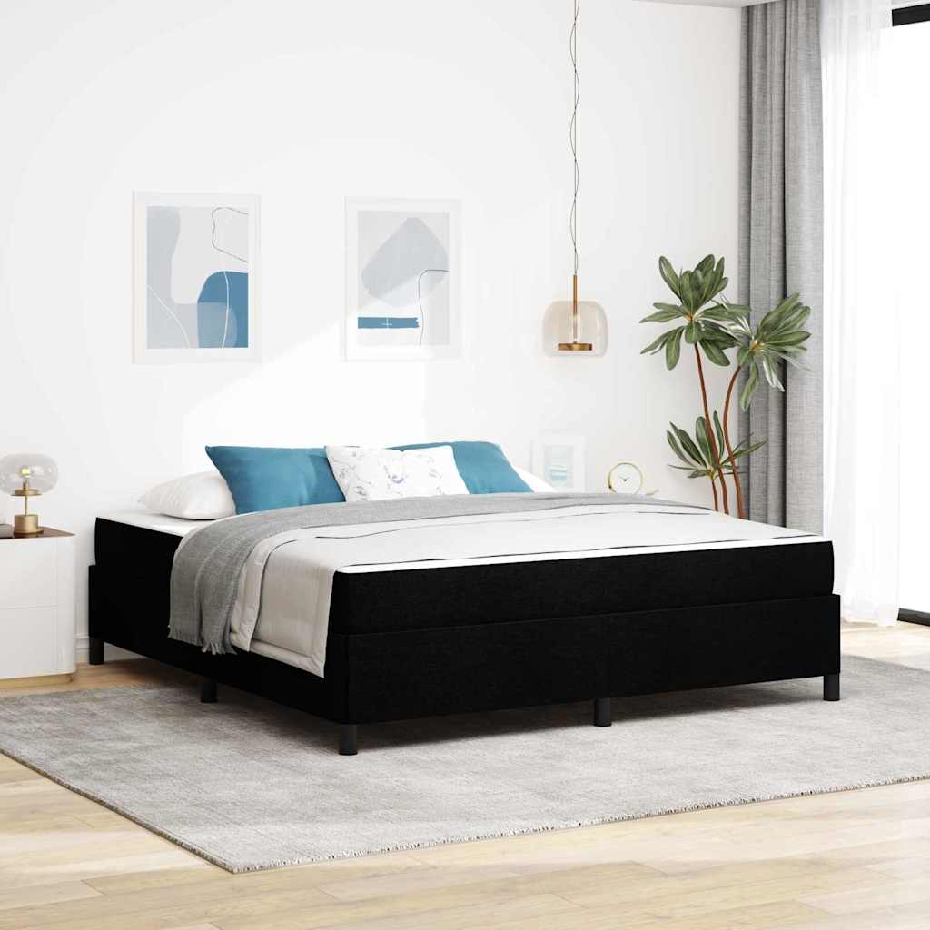 Boxspring bed Zwart, Zwart 180 x 200 cm Stof, Engineered Hout