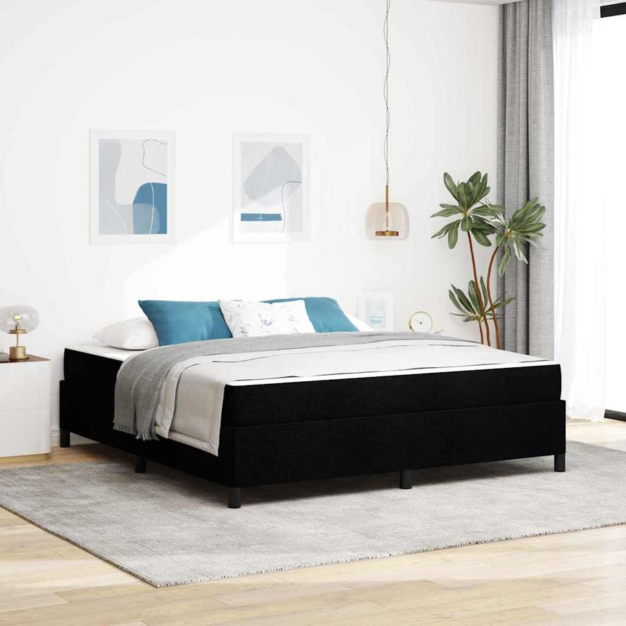 Boxspring bed Zwart, Zwart 180 x 200 cm Stof, Engineered Hout