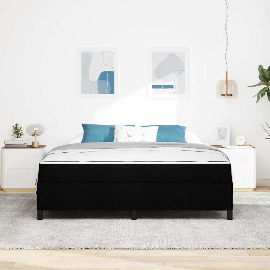 Boxspring bed Zwart, Zwart 180 x 200 cm Stof, Engineered Hout