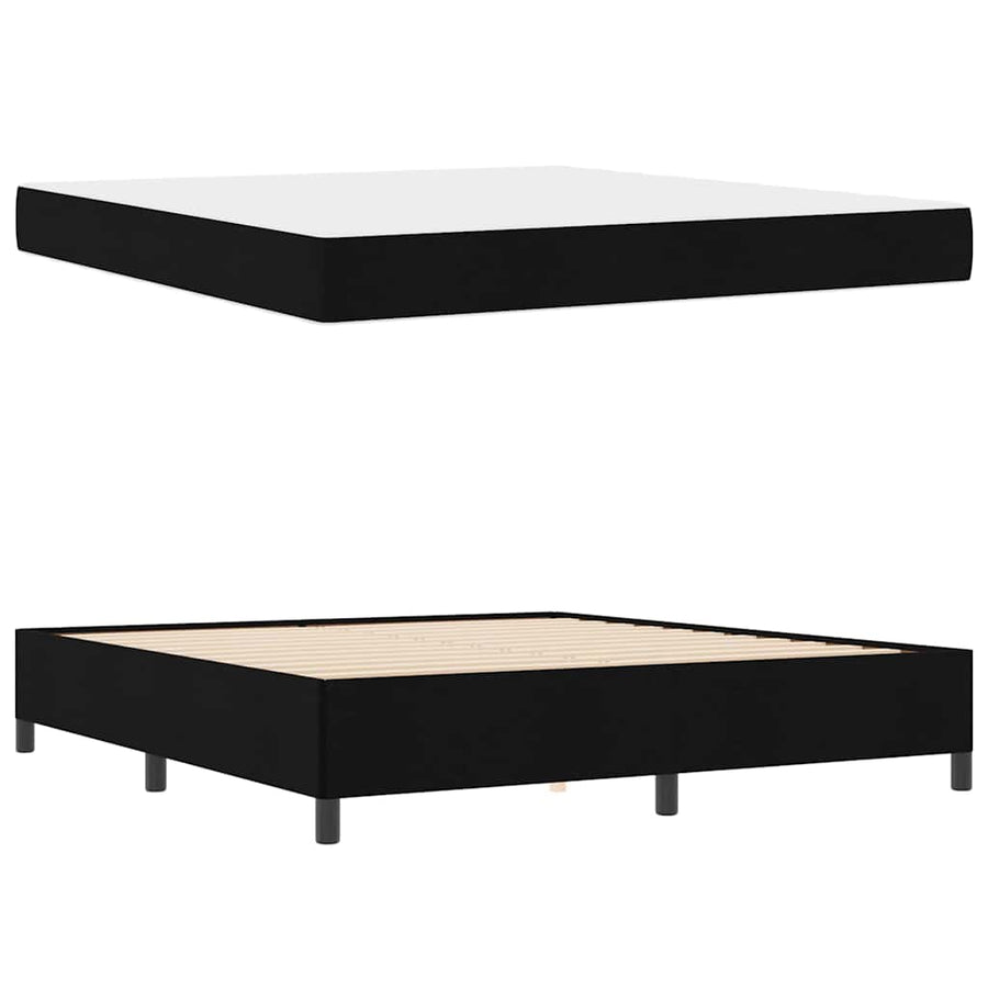 Boxspring bed Zwart, Zwart 180 x 200 cm Stof, Engineered Hout