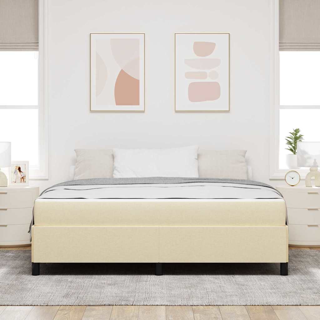 Boxspring bed Crème, Zwart 180 x 200 cm Stof, Engineered Hout