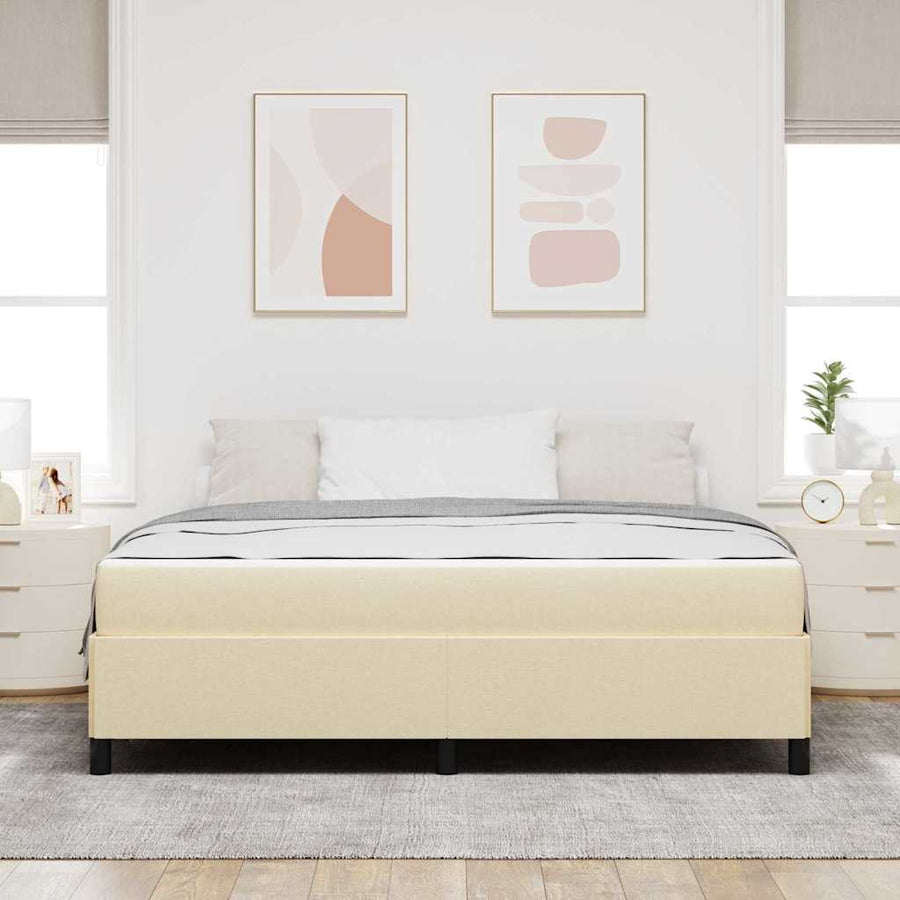 Boxspring bed Crème, Zwart 180 x 200 cm Stof, Engineered Hout