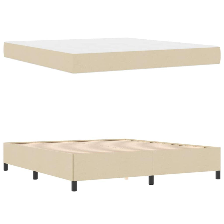 Boxspring bed Crème, Zwart 180 x 200 cm Stof, Engineered Hout