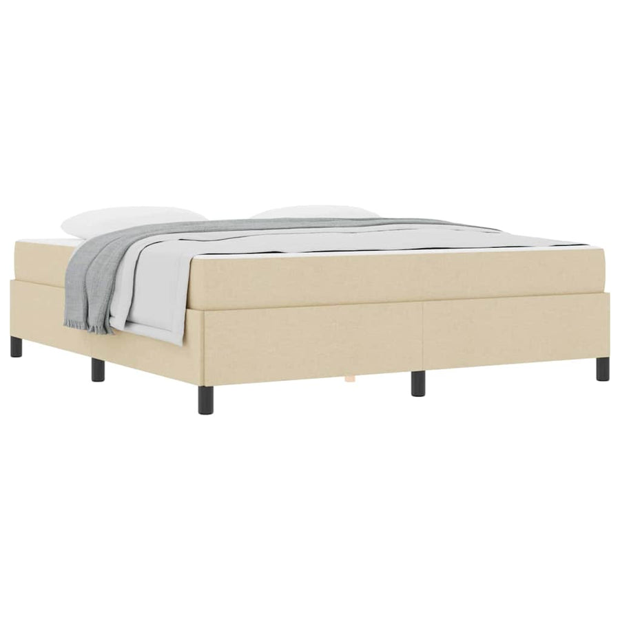 Boxspring bed Crème, Zwart 180 x 200 cm Stof, Engineered Hout