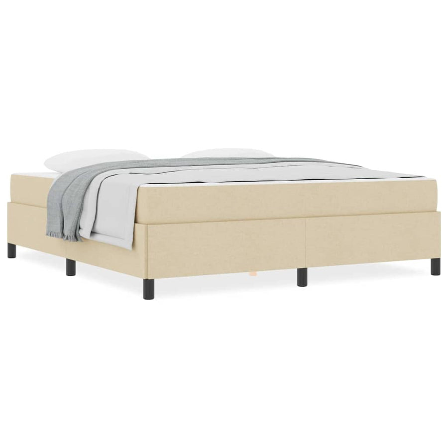 Boxspring bed Crème, Zwart 180 x 200 cm Stof, Engineered Hout