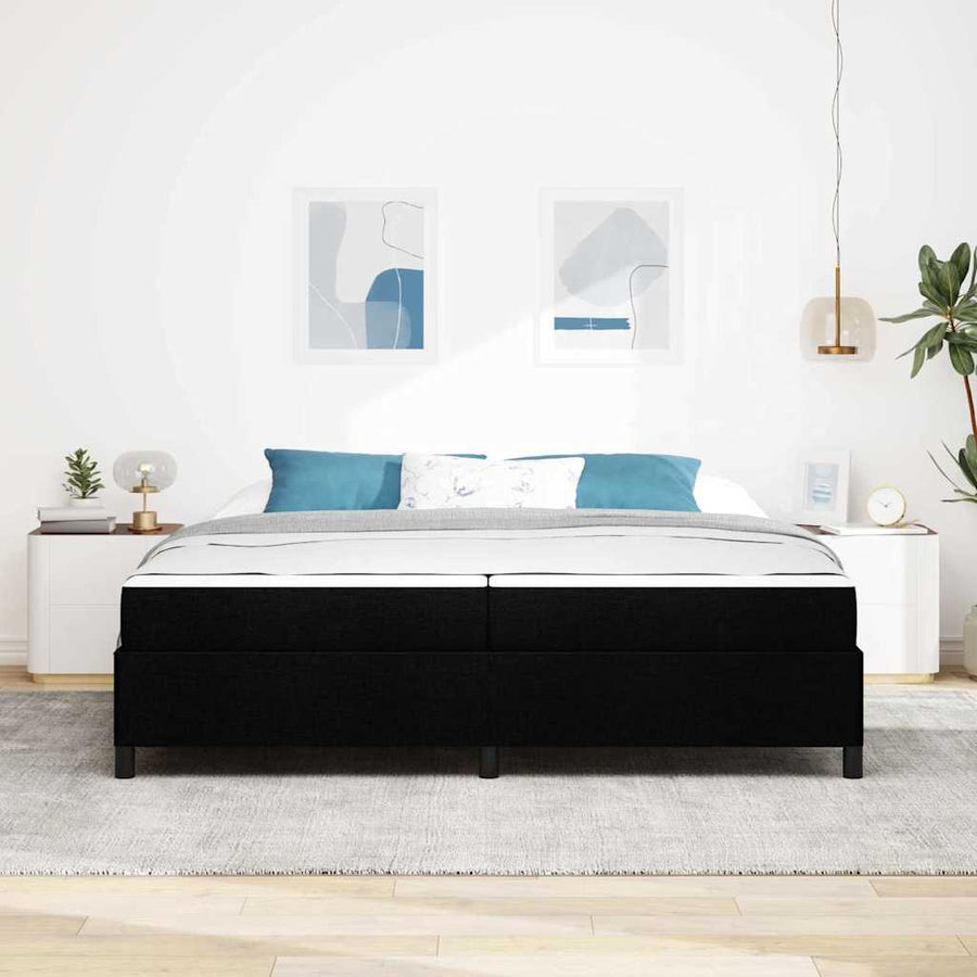 Boxspring bed Zwart, Zwart 200 x 200 cm Stof, Engineered Hout
