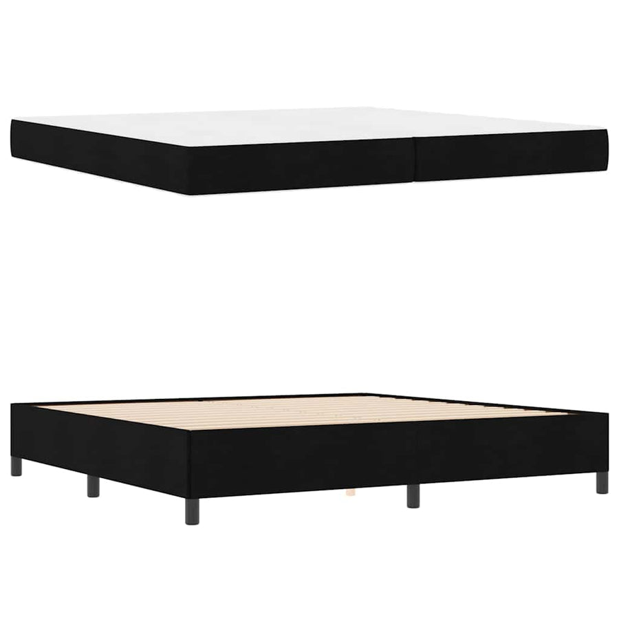Boxspring bed Zwart, Zwart 200 x 200 cm Stof, Engineered Hout