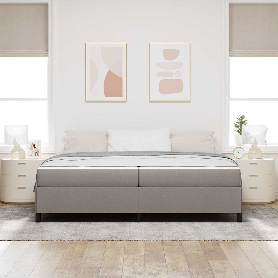 Boxspring bed Taupe, Zwart 200 x 200 cm Stof, Engineered Hout