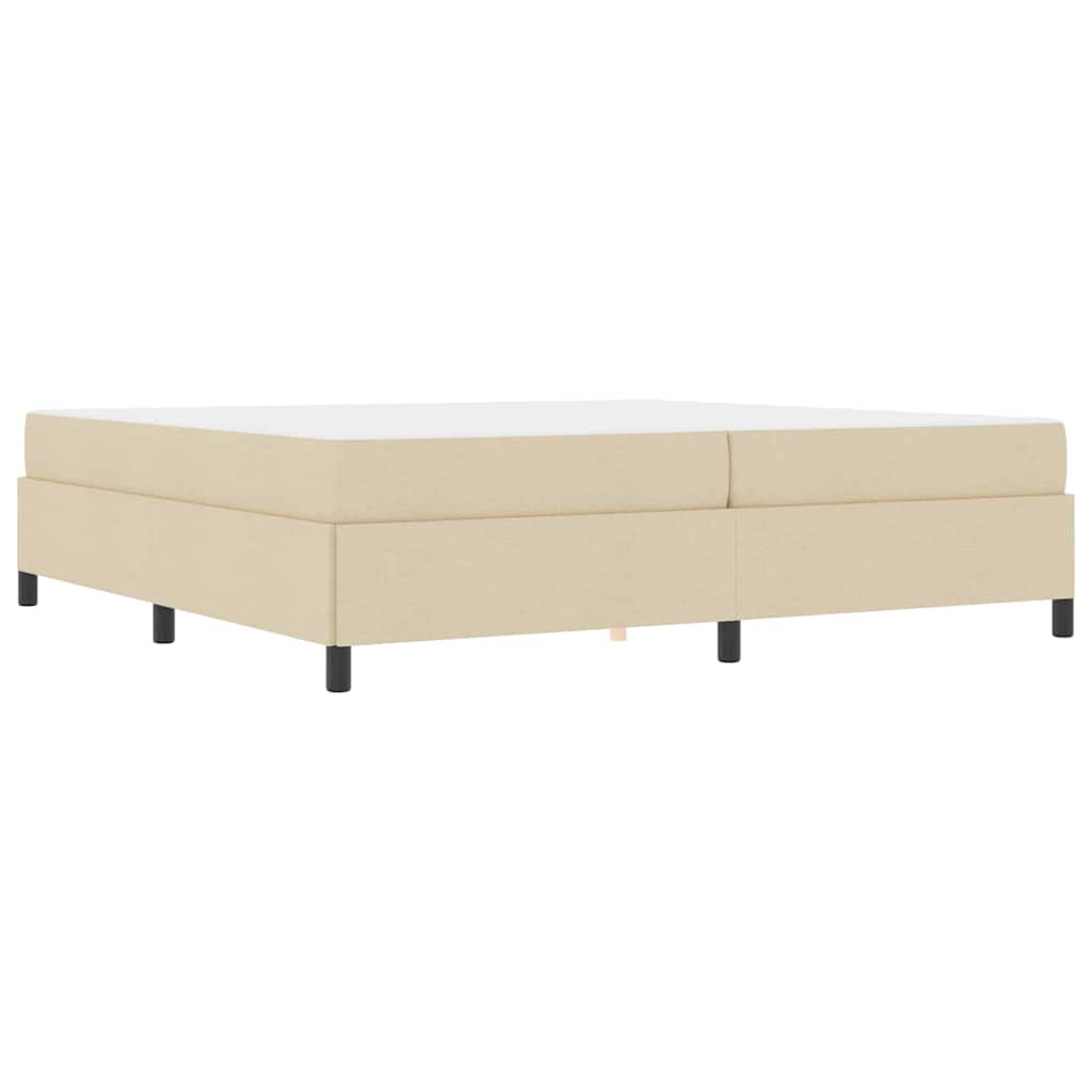 Boxspring bed Crème, Zwart 200 x 200 cm Stof, Engineered Hout