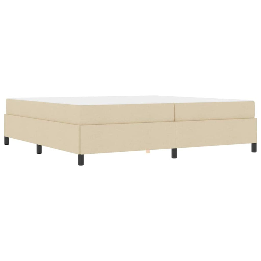 Boxspring bed Crème, Zwart 200 x 200 cm Stof, Engineered Hout