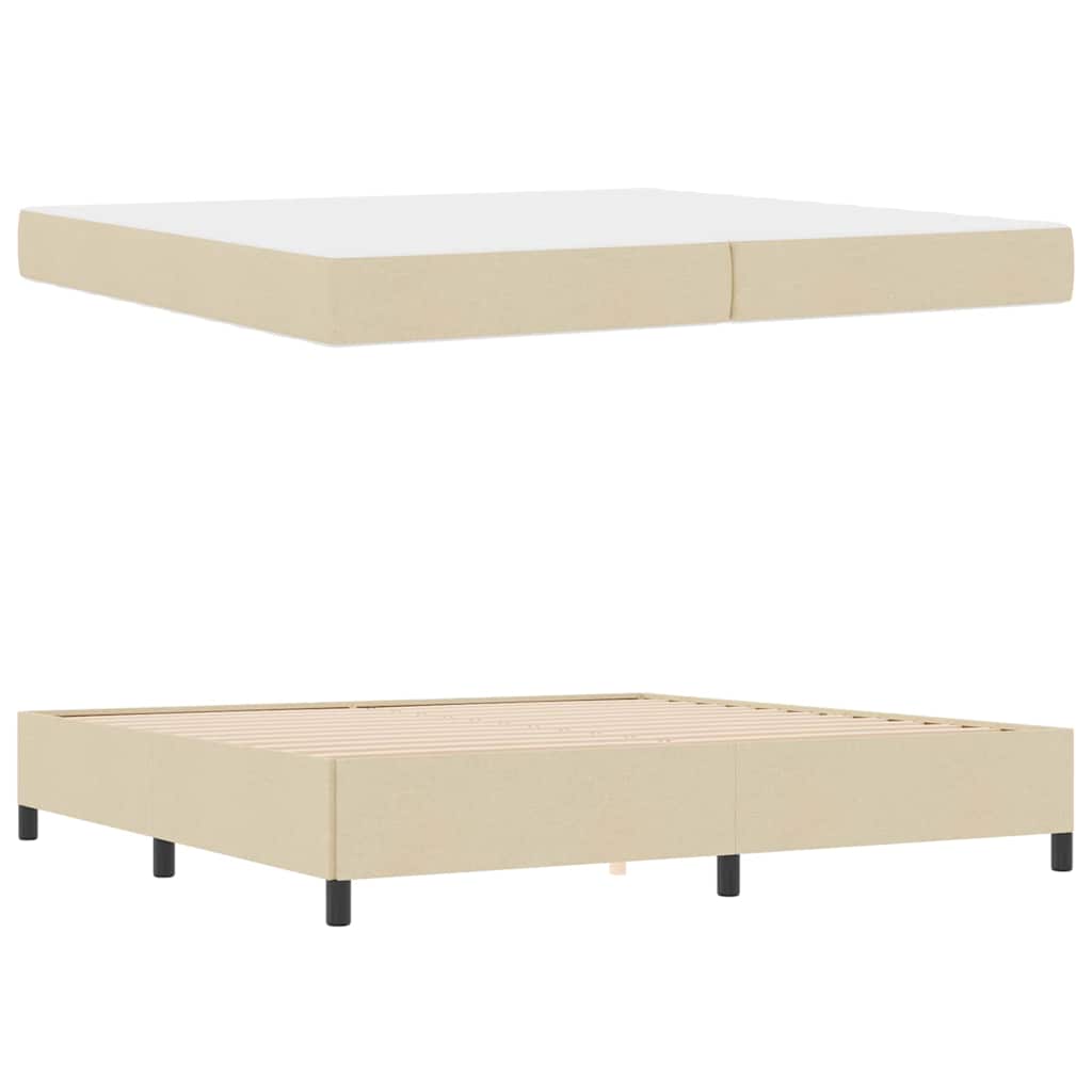 Boxspring bed Crème, Zwart 200 x 200 cm Stof, Engineered Hout