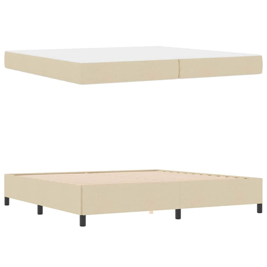 Boxspring bed Crème, Zwart 200 x 200 cm Stof, Engineered Hout