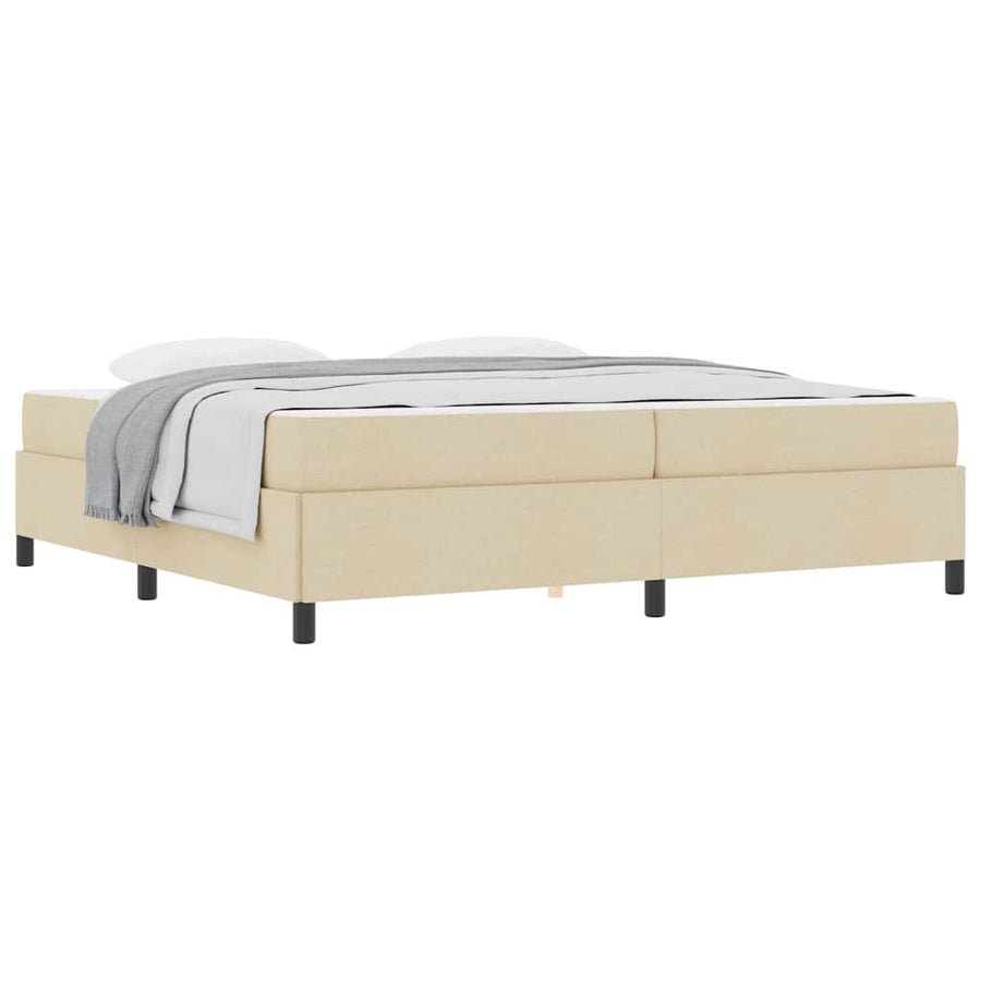 Boxspring bed Crème, Zwart 200 x 200 cm Stof, Engineered Hout
