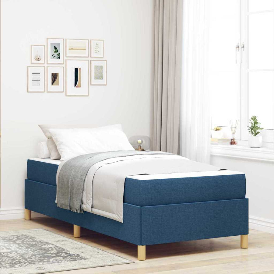 Boxspring bed Anders Blauw en Bruin en Wit 80 x 200 cm Stof