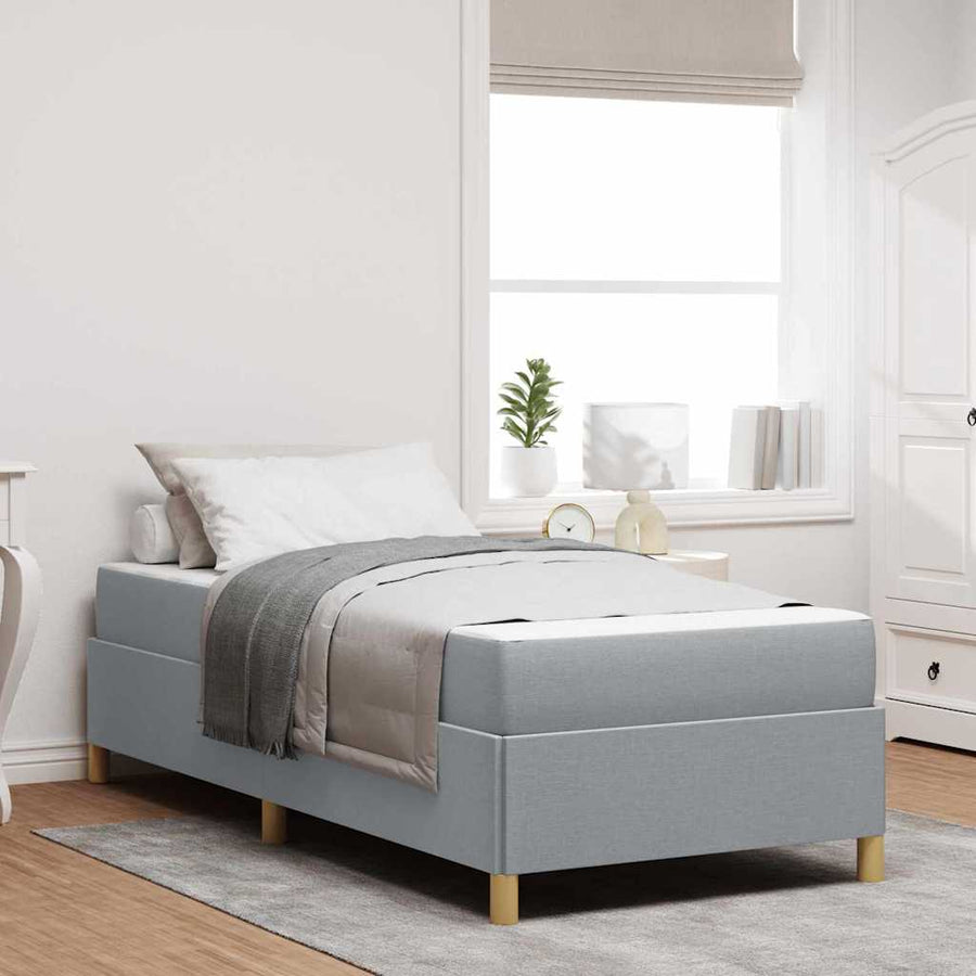 Boxspring bed Lichtgrijs en Wit en Lichtgrijs 90 x 190 cm Stof