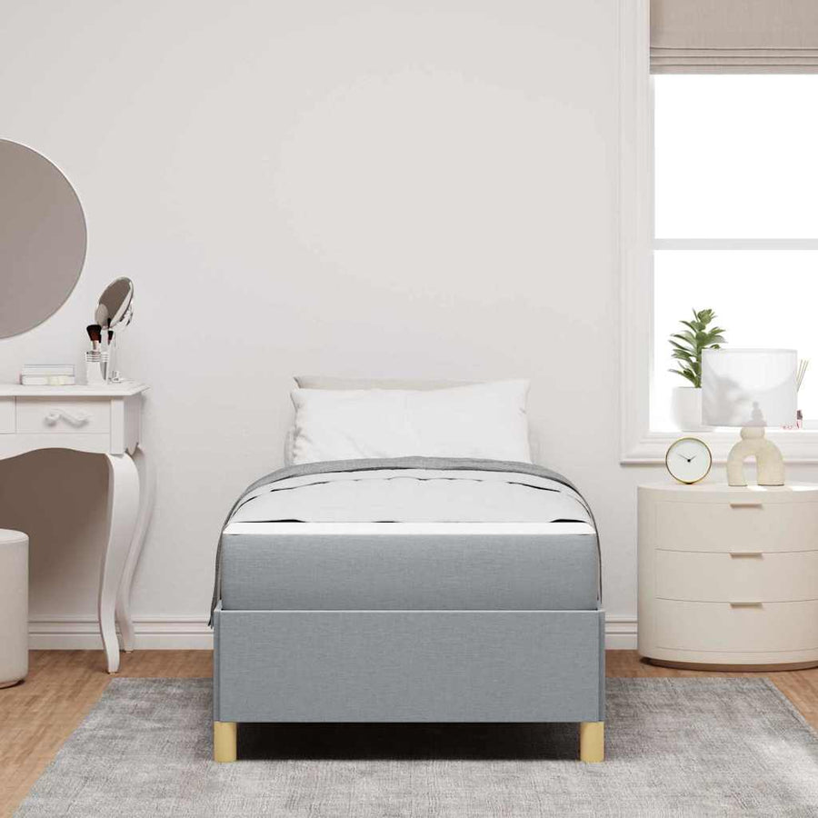 Boxspring bed Lichtgrijs en Wit en Lichtgrijs 90 x 190 cm Stof