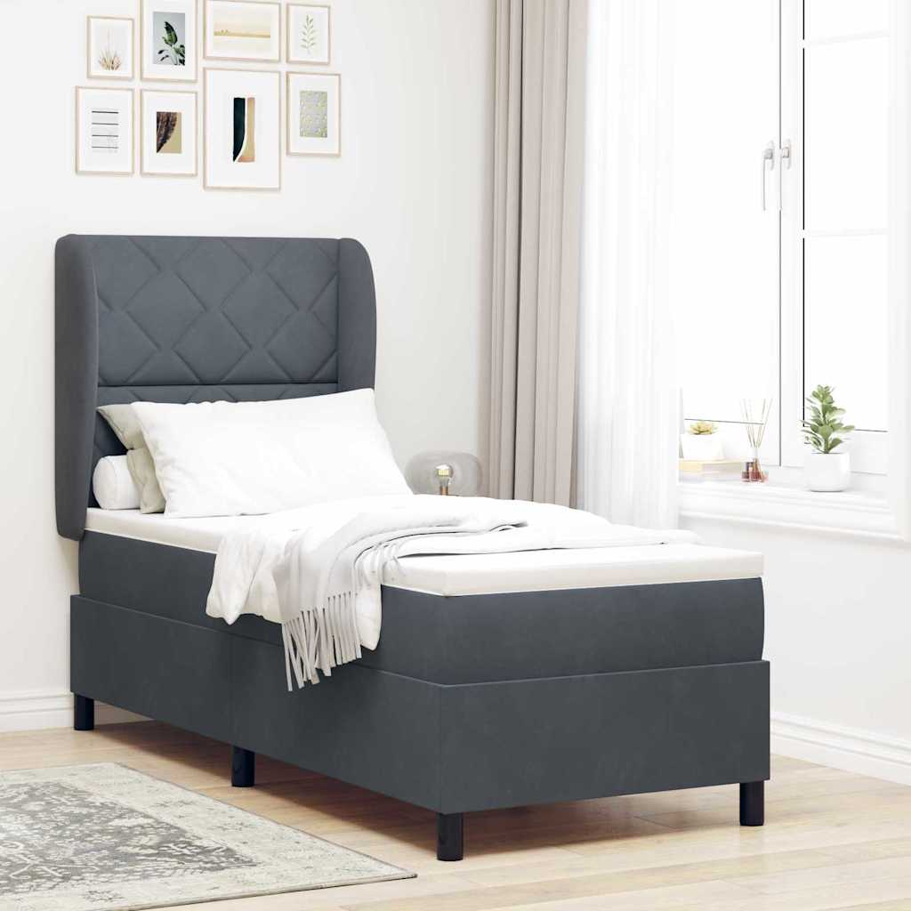 Boxspringbed met hoofdeinde Donkergrijs 200 x 80 cm Fluweel