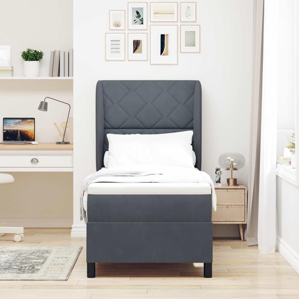 Boxspringbed met hoofdeinde Donkergrijs 200 x 80 cm Fluweel