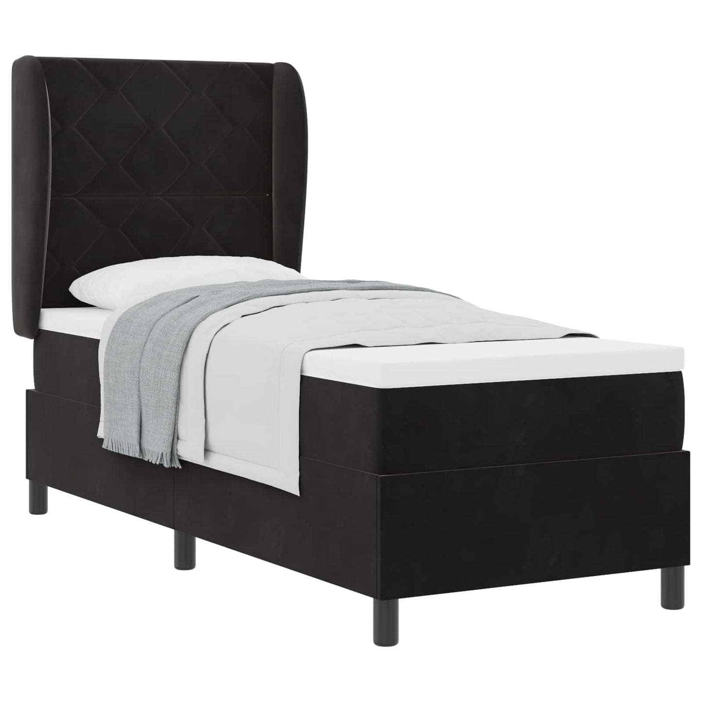 Boxspringbed met hoofdeinde Zwart 200 x 80 cm Fluweel