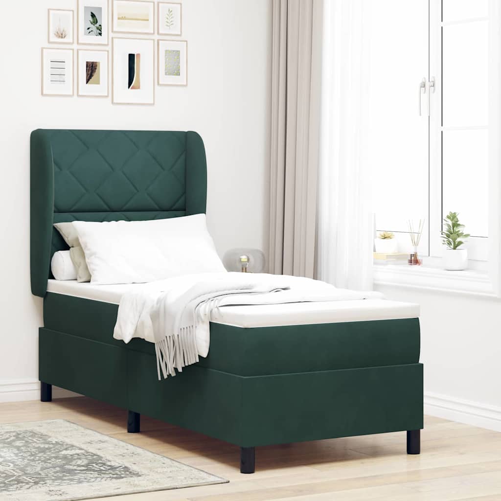 Boxspringbed met hoofdeinde Donkergroen 200 x 80 cm Fluweel