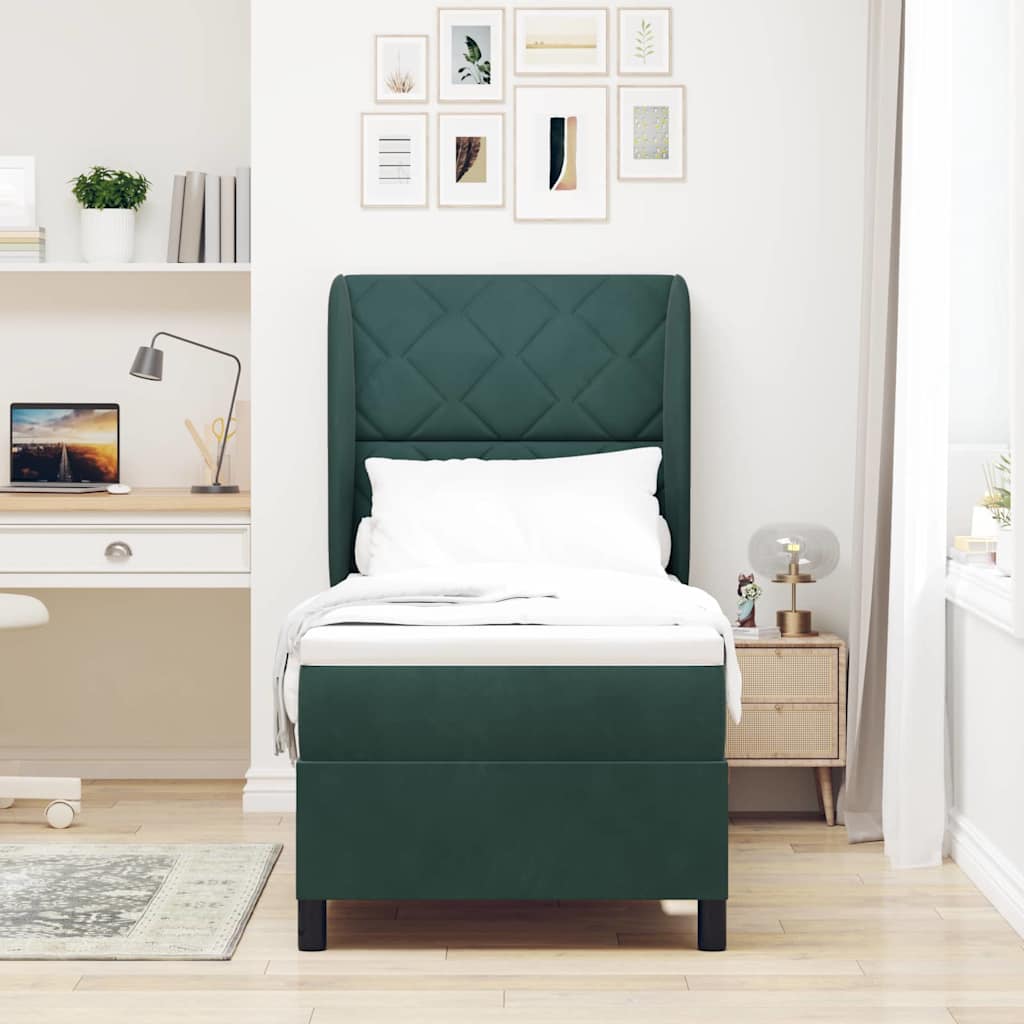 Boxspringbed met hoofdeinde Donkergroen 200 x 80 cm Fluweel