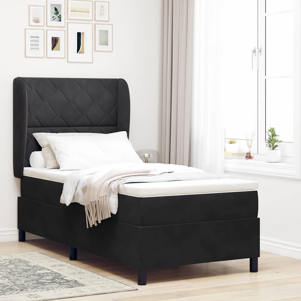 Boxspringbed met hoofdeinde Zwart 190 x 90 cm Fluweel