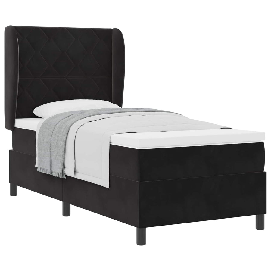 Boxspringbed met hoofdeinde Zwart 190 x 90 cm Fluweel
