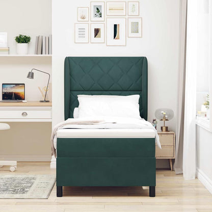 Boxspringbed met hoofdeinde Donkergroen 190 x 90 cm Fluweel