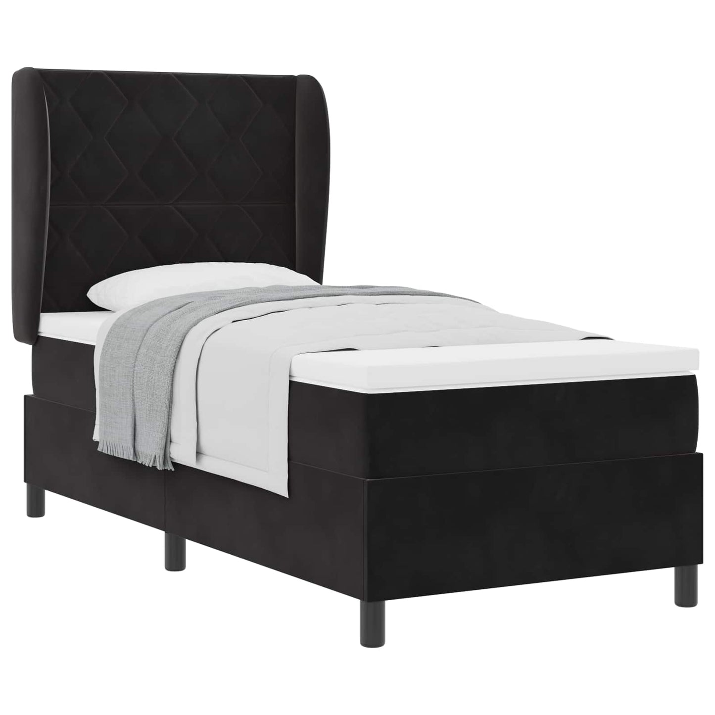 Boxspringbed met hoofdeinde Zwart 200 x 90 cm Fluweel