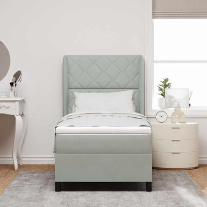 Boxspringbed met hoofdeinde Lichtgrijs 200 x 100 cm Fluweel