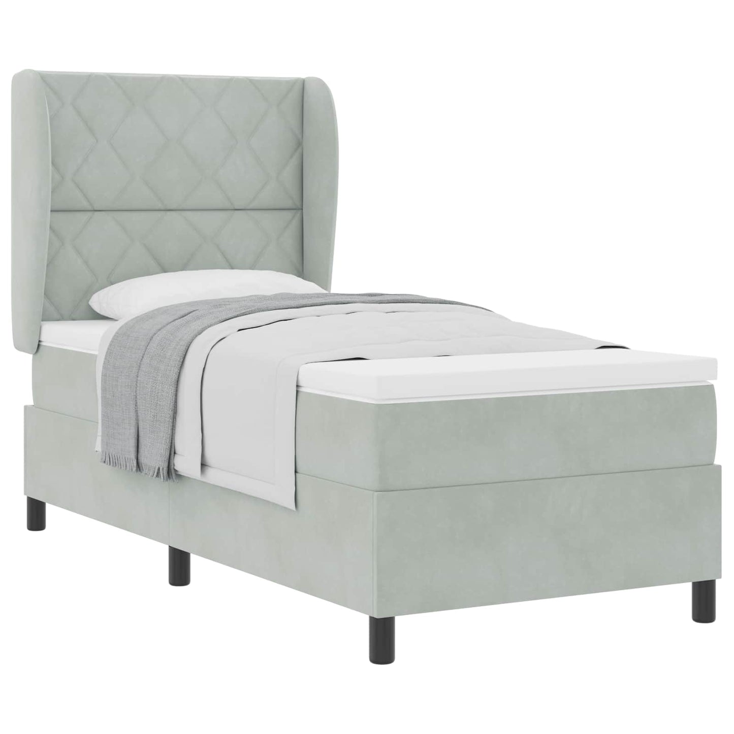 Boxspringbed met hoofdeinde Lichtgrijs 200 x 100 cm Fluweel