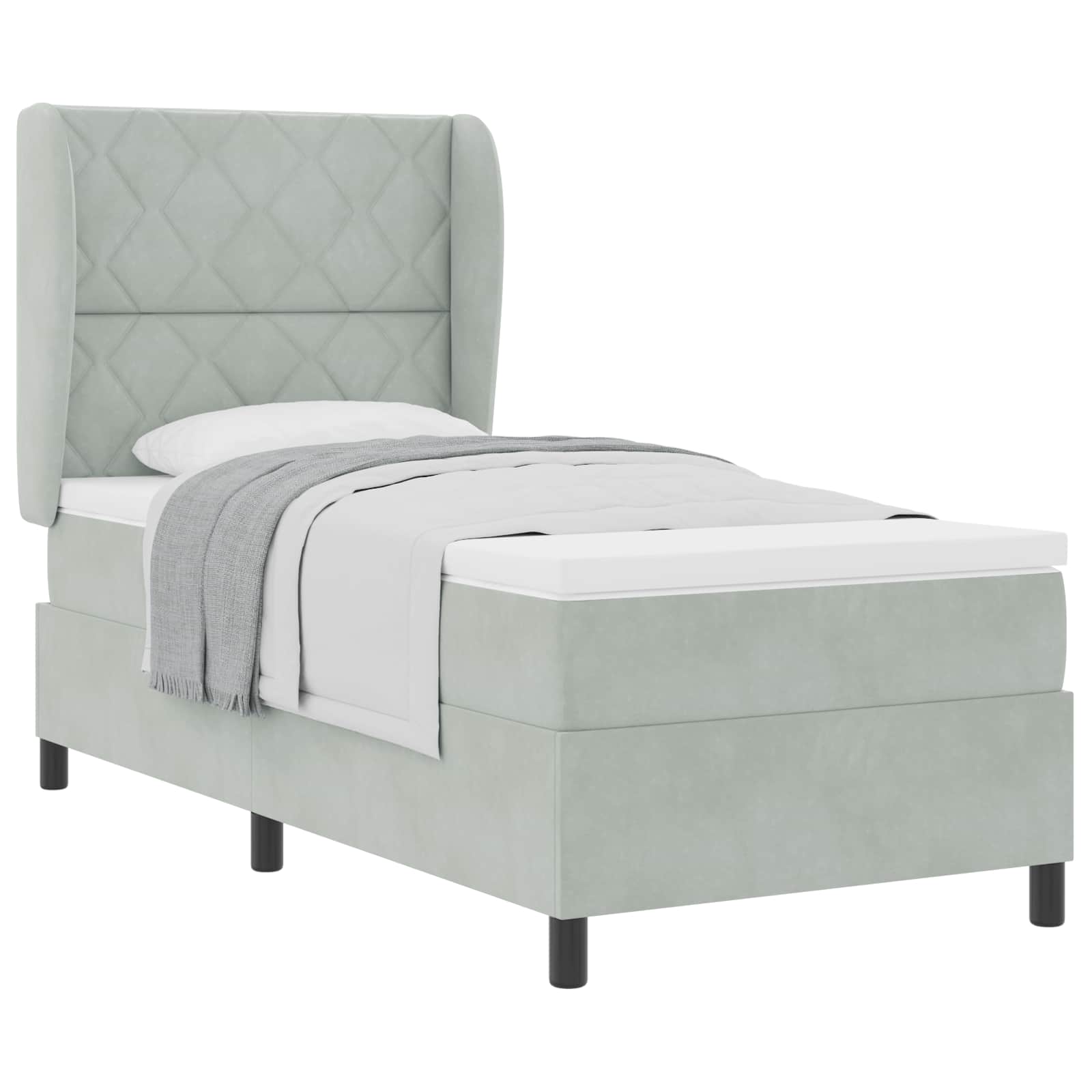 Boxspringbed met hoofdeinde Lichtgrijs 200 x 100 cm Fluweel