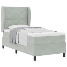 Boxspringbed met hoofdeinde Lichtgrijs 200 x 100 cm Fluweel