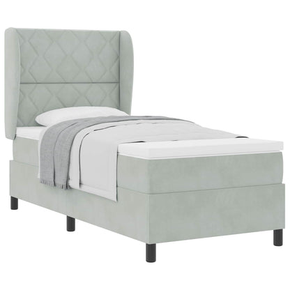 Boxspringbed met hoofdeinde Lichtgrijs 200 x 100 cm Fluweel