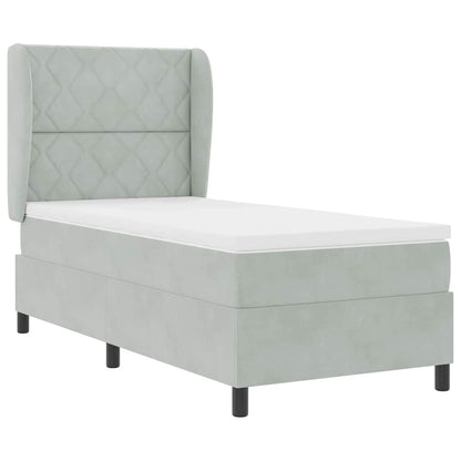 Boxspringbed met hoofdeinde Lichtgrijs 200 x 100 cm Fluweel