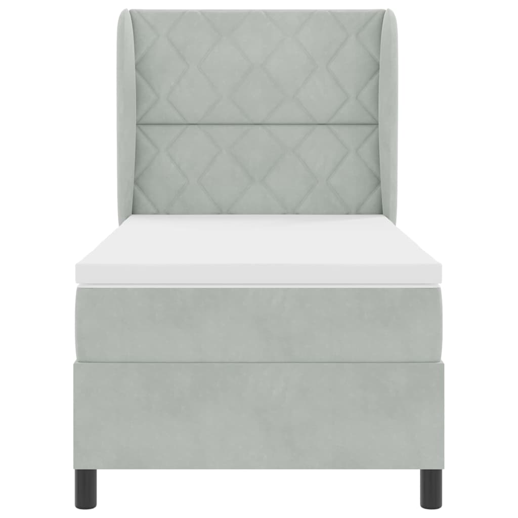 Boxspringbed met hoofdeinde Lichtgrijs 200 x 100 cm Fluweel