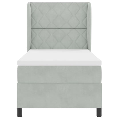 Boxspringbed met hoofdeinde Lichtgrijs 200 x 100 cm Fluweel