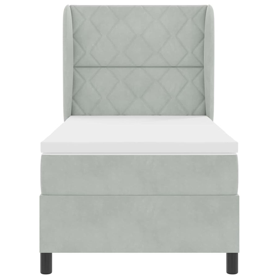 Boxspringbed met hoofdeinde Lichtgrijs 200 x 100 cm Fluweel